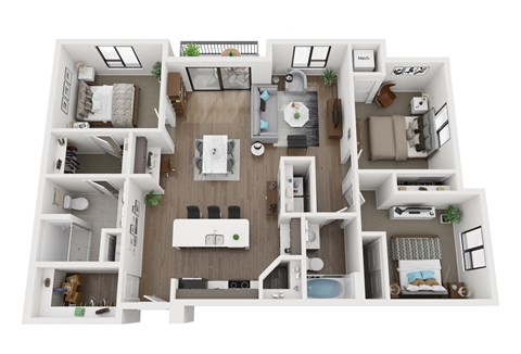 Floor plan for 3 beds, 2 baths, 1420 sqft